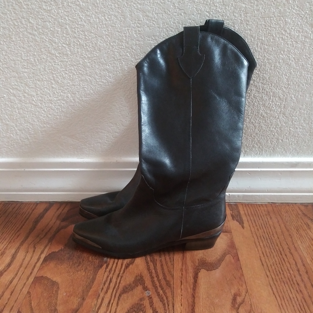 Nicole Catleia Plano Leather Black Boots